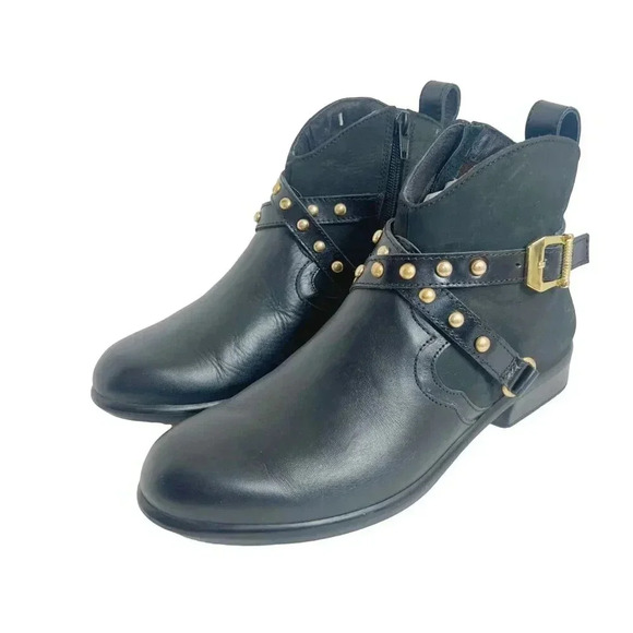 Naot Taku Black Leather Western Boots Gold Studs Aura Collection Size 37 - Picture 3 of 10